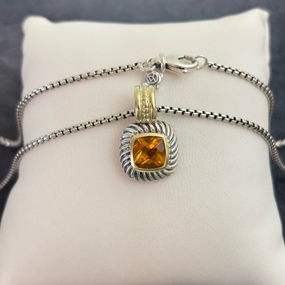 David Yurman Small Albion Pendant Necklace with Citrine 16" - Picture 2 of 9